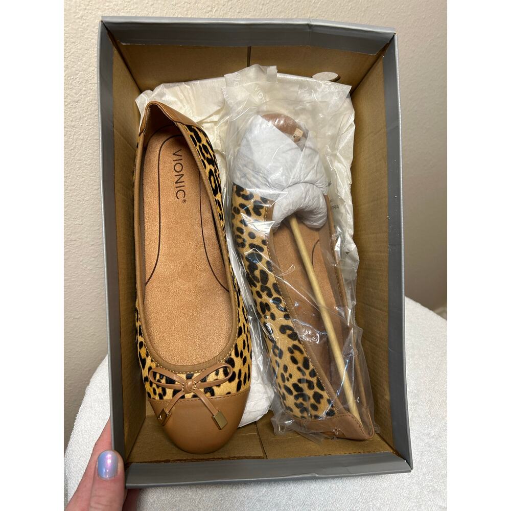 Vionic Mina Ballet Flat Pony Hair Cheetah Print